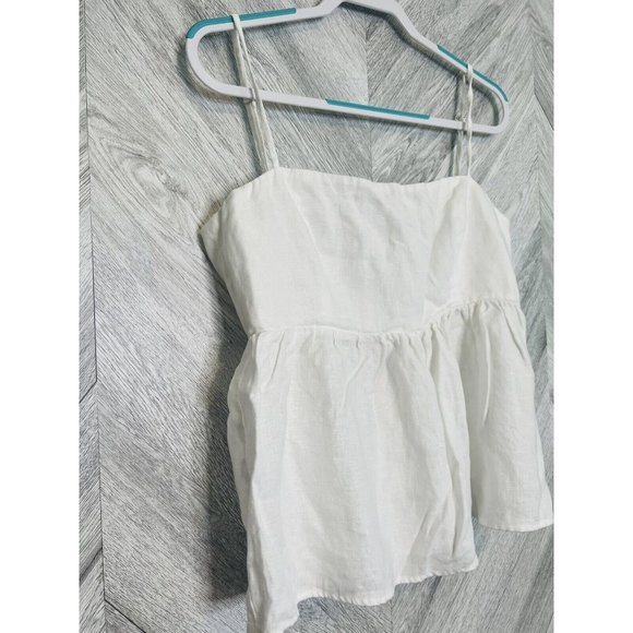 Reformation Swan White Linen Top Size Large - Picture 5 of 9